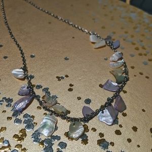 Iridescent shell necklace